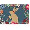 Linen Polyester and Rubber Ground Mat, Rectangle, Teal, Rabbit, 40x60cm