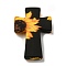 Cross with Sunflower Silicone Focal Beads, Black, 35x25x8mm, Hole: 2mm