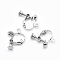 Brass Screw On Clip-on Earring Findings, Spiral Ear Clip, For Non-Pierced Ears, Platinum, 18x14x3mm, Hole: 1.6mm