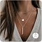 3Pcs Simple Style Brass Coin Letter Rectangle Pendant 3 Layer Necklaces, Silver, Letter Z, 17.72 inch(45cm)