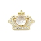 Brass Clear Cubic Zirconia Crown Connector Charms, Lead Free & Cadmium Free, Long-Lasting Plated, Rack Plating, Real 18K Gold Plated, 17.5x23.5x6.5mm, Hole: 1.6mm