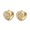 Real 14K Gold Plated 304 Stainless Steel Charms, with Rhinestone, Heart, Crystal, 13.5x13x3.5mm, Hole: 1.4mm