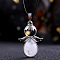 Angel Wings Natural Quartz Crystal Teardropt Pendant Necklaces