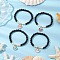 Natural Lava Rock Round Beads with Brass Rhinestone Spacer Beads and Shell Pearl Bead and Electroplate Non-magnetic Synthetic Hematite Beads and Alloy Pendants Bracelets, Colorful, Inner Diameter: 2-1/8 inch(5.5cm)