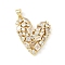 Brass Micro Pave Clear Cubic Zirconia Pendants, Heart, Lead Free & Cadmium Free, Long-Lasting Plated, Rack Plating, Real 18K Gold Plated, 28x25x5mm, Hole: 5.5x3.5mm