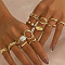 Alloy and Imitation Pearl Ring Set for Women, Mixed Shapes, Cuff Rings & Finger Rings, Golden, Inner Diameter: 17mm