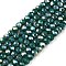 Electroplate Glass Beads Strands, Opaque Solid Color, AB Color Plated, Faceted, Rondelle, Dark Green, 2.9~3.3x2mm, Hole: 0.8mm, about 144~150pcs/strand, 35~37cm
