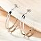 304 Stainless Steel Stud Earrings, Two-layer C-Shaped, Stainless Steel Color, 40x10mm