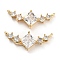 Brass Pave Clear Cubic Zirconia Pendants, Rhombus with Wing Charms, Real 18K Gold Plated, 12x25.5x5.5mm, Hole: 1.4mm