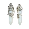 Synthetic Opalite Big Pointed Pendants, with Platinum Plated Brass Findings, Undyed, Bullets, 55~60x16mm, Hole: 5x8.5mm