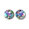 Ion Plating(IP) 304 Stainless Steel Charms, Textured, Flat Round Charm, Rainbow Color, 6x1mm, Hole: 1.2mm