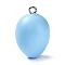 Easter Theme Spray Painted Wood Pendants, Easter Egg Charms with Platinum Tone Iron Loops, Light Sky Blue, 46~48x28~29mm, Hole: 4mm