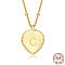 925 Sterling Silver Satellite Chains Pendant Necklaces, Heart, Golden, Letter C, 15.75 inch(40cm)