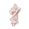 Alloy Enamel Mermaid Pendants, with Glass Seed Beads & Dyed Glass Pearl Round Beads, Lavender, 28.5x14.5x6mm, Hole: 1.6mm