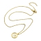 304 Stainless Steel Cubic Zirconia Constellation Flat Round Pendants, Cable Chain Necklaces, Golden, Aquarius, 15.35 inch(39cm)