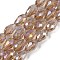 Transparent Electroplate Glass Beads Strands, AB Color Plated, Faceted, Teardrop, Camel, 5~6x4mm, Hole: 0.9mm, about 65~67pcs/strand, 15.35~16.4''(39~41cm)