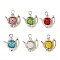 6Pcs 6 Colors Polymer Clay Rhinestone Pendants, Kettle, with Alloy Bead Frames & Iron Loop, Mixed Color, 26.5x23x10mm, Hole: 3.5x4.5mm, 1pc/colors