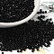 Opaque Colours Glass Seed Beads, Cylinder, Black, 2x1.5mm, Hole: 1mm