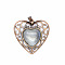 Retro Hollow Natural Labradorite Pendants, Heart Pendants, with Red Copper Metal Finding, 30x30x8mm
