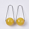 Imitation Gemstone Style Two Tone Acrylic Big Pendants, with 304 Stainless Steel Triangle Rings, Round, Stainless Steel Color, Gold, 59x22mm, Triangle Ring: 1mm thick, Bead: 19.5mm