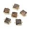 Electroplated Natural Druzy Agate Connector Charms, Square Charms with Brass Findings, Golden, Coffee, 22.5~23x15.5~16x8~8.5mm, Hole: 2mm