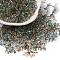 Transparent Colours Glass Round Beads, with Glitter Powder, Round Hole, Teal, 4x3mm, Hole: 1.4mm, about 4500pcs/pound