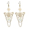 201 Stainless Steel Butterfly Dangle Earrings, with Glass Teardrop Charm, Brass Jewelry for Women, Sun, Golden, 80x32mm