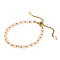 Golden 304 Stainless Steel Chain Slider Bracelets, Glass Beads Jewelry for Women, Champagne Gold