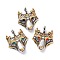 Tibetan Style Ion Plating(IP)304 Stainless Steel Pendants, with Rhinestone, Dog's Head Charms, Antique Silver & Golden, Mixed Color, 47.5x39x6mm, Hole: 6.5x9.5mm