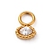 304 Stainless Steel Charms, with Rhinestone, Ion Plating(IP), Real 14K Gold Plated, Oval, Crystal, 7x5x1.5mm, Hole: 2mm