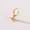 Brass Micro Pave Clear Cubic Zirconia Dangle Hoop Nose Rings, Golden, Star, 10mm