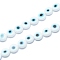 Handmade Evil Eye Lampwork Flat Round Bead Strands, White, 8x3.2mm, Hole: 1mm, about 48pcs/strand, 13.98''(35.5cm)