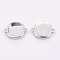 Brass Cabochon Connector Settings, Plain Edge Bezel Cups, Long-Lasting Plated, Square, Platinum, Tray: 9x9mm, 11x15x3mm, Hole: 1mm