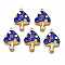 Autumn Theme Rack Plating Alloy Enamel Pendants, Cadmium Free & Nickel Free & Lead Free, Light Gold, Mushroom, Medium Blue, 23x16x3.5mm, Hole: 1.5mm