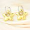 Star Brass Hoop Earrings for Women, Rack Plating, Lasting Plated, Cadmium Free & Lead Free, Two Tone, Platinum & Golden, 46x33.5mm