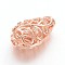 Brass Micro Pave Cubic Zirconia Beads, teardrop, Rose Gold, 16x10x7mm, Hole: 1.5mm