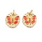 Rack Plating Brass Enamel Pendants, with Jump Rings, Cadmium Free & Lead Free & Nickle Free, Flat Round with Butterfly, Real 18K Gold Plated, 12.5x11x1.5mm, Hole: 3.4mm