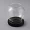 Rondelle Glass Candle Holder, with Wood Base, Candle Bell Jar, Home Tabletop Centerpiece Decoration, Clear, 10.35x10.6cm, Inner Diameter: 3.6cm