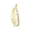 Brass Micro Pave Cubic Zirconia Pendants, Feather, Cadmium Free & Lead Free, Rack Plating, Long-Lasting Plated, Real 18K Gold Plated, 41.5x14.5x2.5mm, Hole: 3.5x1.8mm