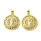 Eco-Friendly Brass Micro Pave Cubic Zirconia Pendants, Long-Lasting Plated, Real 18K Gold Plated, Cadmium Free & Lead Free, Flat Round with Human, Clear, 22.5x20x4.5mm, Hole: 5x3mm