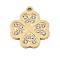 304 Stainless Steel Rhinstones Pendants, Clover, Real 18K Gold Plated, 16x14x1.5mm, Hole: 1.5mm