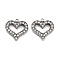304 Stainless Steel Rhinestone Pendants, Heart, Stainless Steel Color, 14x14x2mm, Hole: 1.6mm