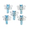 Transparent Lampwork Beads, Handmade Foil Glass Beads, Dragonfly, Blue, 24~25x22~23x6~7.5mm, Hole: 1.1~1.2mm