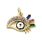 Brass Micro Pave Cubic Zirconia Pendants, Cadmium Free & Nickel Free & Lead Free, with Glass and Enamel, with Jump Ring, Real 18K Gold Plated, Eye, Colorful, 12.5x16.5x2.5mm, Hole: 3mm
