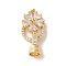 Brass Micro Pave Cubic Zirconia Fold Over Clasps, Nickel Free, with Glass, Flower, Clear, 24mm, Hole: 4.2mm