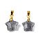 Natural Labradorite Charms, with Golden Plated Brass Findings, Faceted Star, Star: 12x12.5x5.5mm, Hole: 3.5x4mm