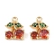 Brass Micro Pave Cubic Zirconia Charms, Cadmium Free & Nickel Free & Lead Free, Cherry Charms, Real 18K Gold Plated, 12x10x4mm, Hole: 1.2mm