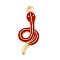 Alloy Enamel Pendants, Snake Charms, Golden, FireBrick, 28.5x12x2mm, Hole: 1.8mm