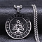 201 Stainless Steel Black Enamel Rune Tree of Life Pendant Necklaces for Men, Stainless Steel Color, 19.69 inch(50cm)