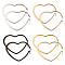 4 Pairs 4 Colors Stainless Steel Heart Hoop Earrings for Women, Mixed Color, 53x42x2mm, Pin: 0.8~1.2x0.5mm, 1 Pair/color